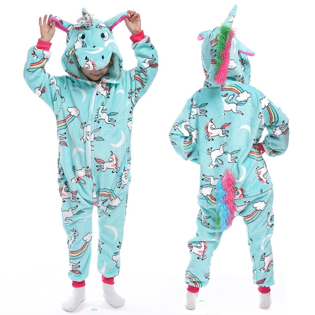 flannel unicorn for kids pajamas boys girls sleepwear children panda jumpsuit kids oneise for jumpsuit licorn