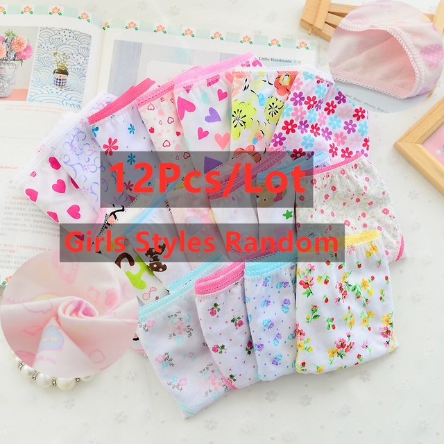 12pcs/lot Baby Girls Underwear Cotton Short Kids Panties Briefs Children Underwear 2-12Y