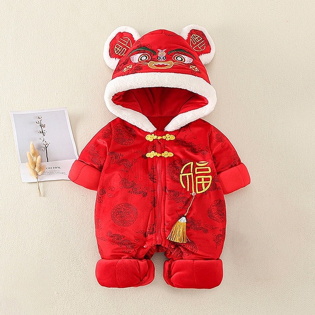 Winter Newborn Baby Romper Boy Girl Traditional Chinese Clothes New Year Costume Party Outfits Infant Rompers Jumpsuit for 0-18M