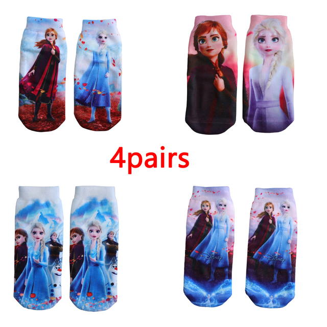 4 Pairs/Bag Kids Socks Children Frozen Socks Spring Cotton Anna Elsa Princess Cartoon Socks for Boy Girls Socks