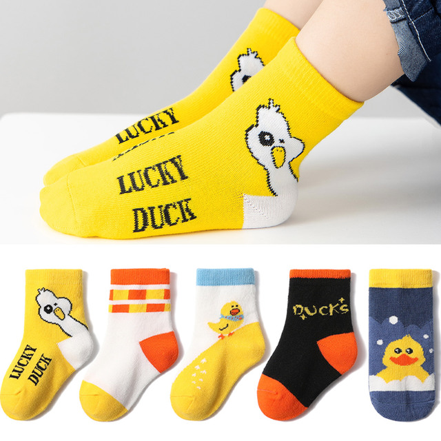 5pairs/lot Baby Socks Autumn Winter Warm Cotton Kids Socks Cute Girls Cartoon Duck Boys Infant Socks Accessories Miaoyoutong