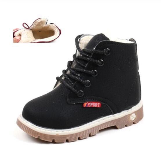 Autumn Winter Children's Shoes Martin Boots Boys Shoes Soft Leather Anti-slip Girls Shoes 21-30 Running Sneakers