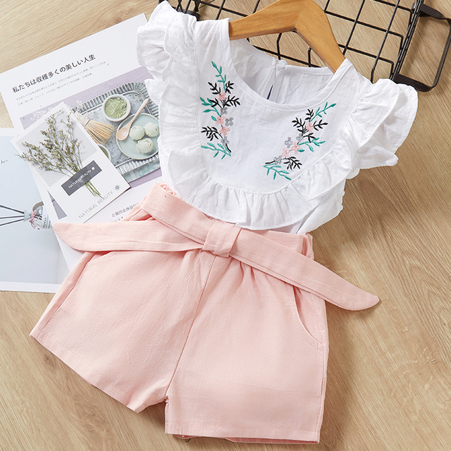 Kids Girls Clothing Sets Summer New Style Brand Baby Girls Clothes Short Sleeve T-shirt + Pant Dress 2pcs Children Clothing Suits