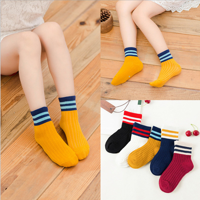 5pairs/lot 2022 Kids Boys Autumn Girl Socks Cotton Winter Cartoon Bear Baby Breathable Keep Warm Floor Anti-slip Girls Sock