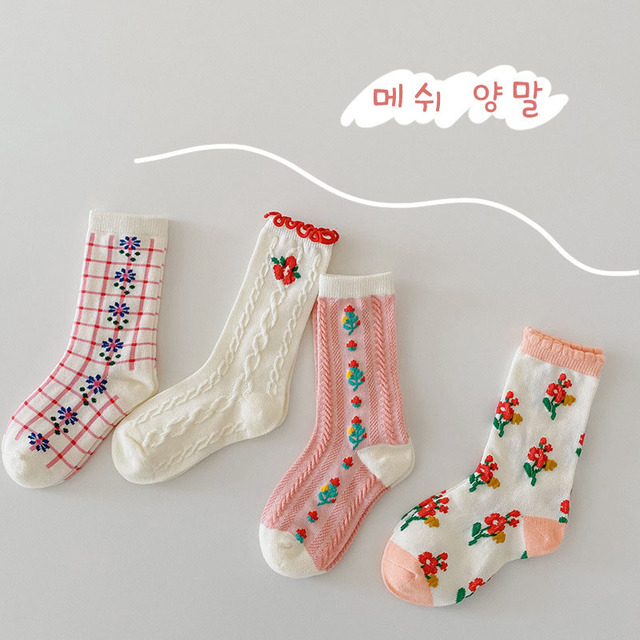 MILANCEL 2022 Spring New Kids Socks Floral Girl Sock Cotton Casual Girls Socks Korean Children Socks