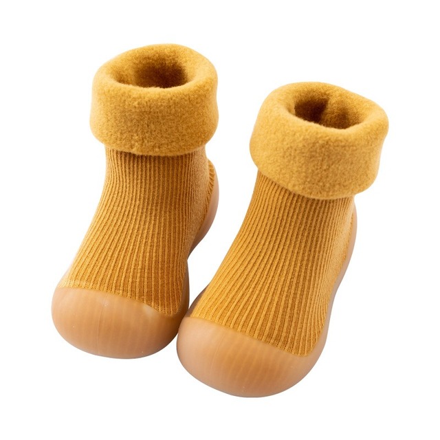 Winter Kids Warm Snow Boots Socks Infant Boys Brushed Thick Sock Boots Yellow Black Baby Girls Socks Soft Soles Toddler Shoes