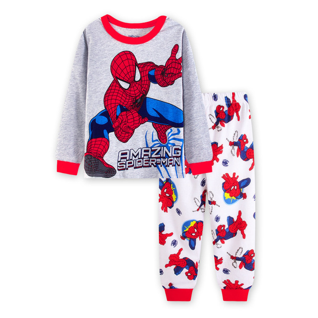 New Spring Autumn Children's Clothing Sets Boys Sleepwear Kids Clothes Spider Pajamas Set Baby Girls Cotton Cartoon Cars Pajamas