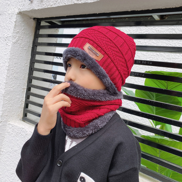 Boys Winter Hats and Scarves Set Boys Girls Add Thick Hats and Necklaces in Autumn Cute Baby Hats for Kids Ages 5-12 Years