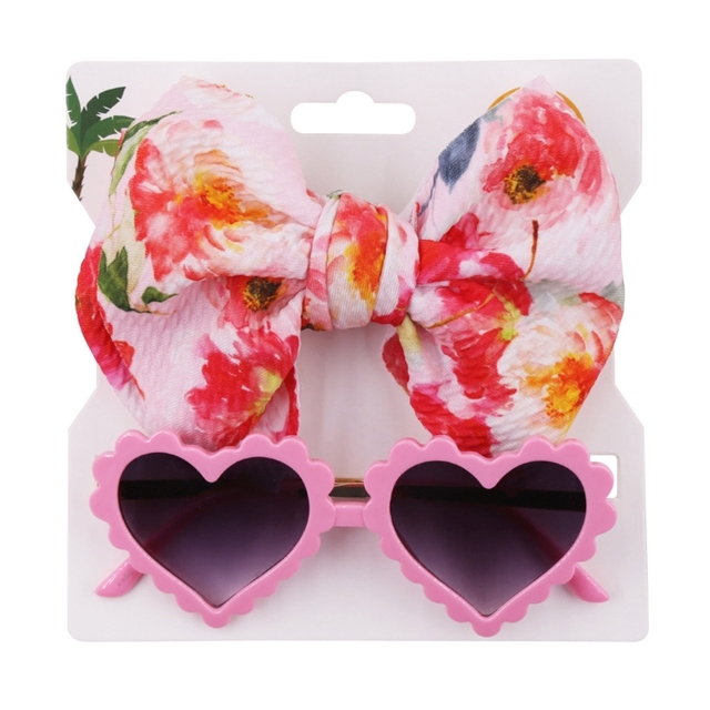 2pcs Newborn Photography Props Sunglasses Headband Set Baby Infant Photo Hair Band Glasses Sunglasses Kit