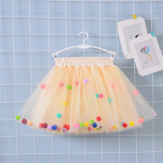 2022 New Arrival Infant Mulity Colorful Tulle Tutu Skirt Pom Pom Princess Mini Dress Children's Clothing Pettiskirt Girl Clothes