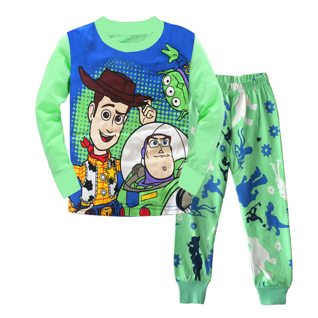 Children's Clothing Pajamas Set Toy Story 2 3 Buzz Lightyear Sets Cartoon Wood Pajamas Cotton Long Sleeve Sleepwear Christmas Gift