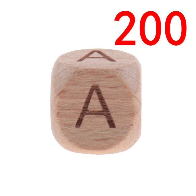 200pcs 12mm Beech Wooden Beads For Baby Wood Letters Bead Baby Teether Diy Beads With Silicone Teether Letters Alphabet