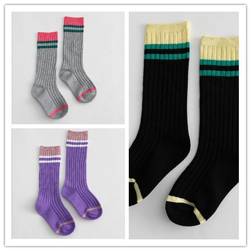 3 pairs 1-8 years old 2021 spring and summer new parallel stripes striped kids middle tube children's socks