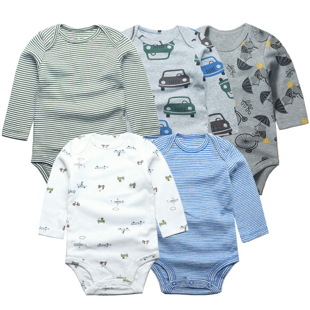 3/4/5pcs Baby Spring Autumn Outerwear Long Sleeve 100% Cotton Boys Girls Clothes Newborn 0-24 Months Clothes