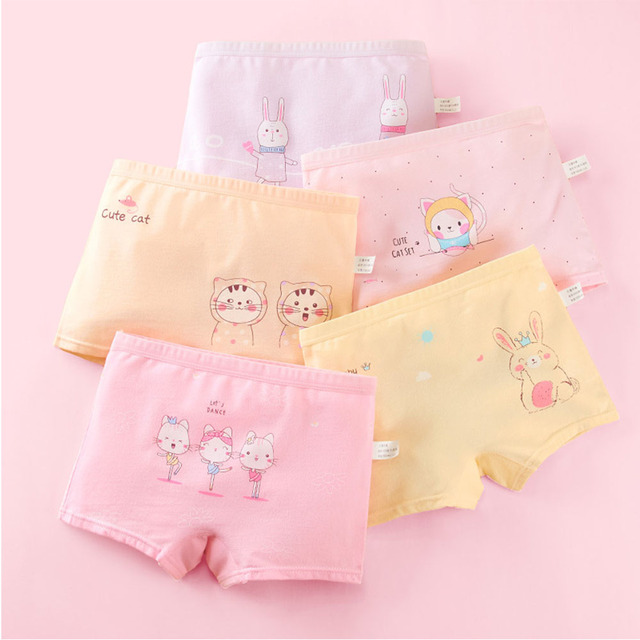 Girls Panties Kids Underwear Cotton Children Briefs Cute Cartoon Short 5pcs/lot