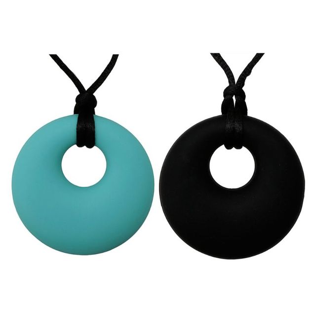 Sensory Chew Necklace for Boys Girls Adult, 2 Pack Silicone Rubber Necklace for Autism Jewelry, ADHD