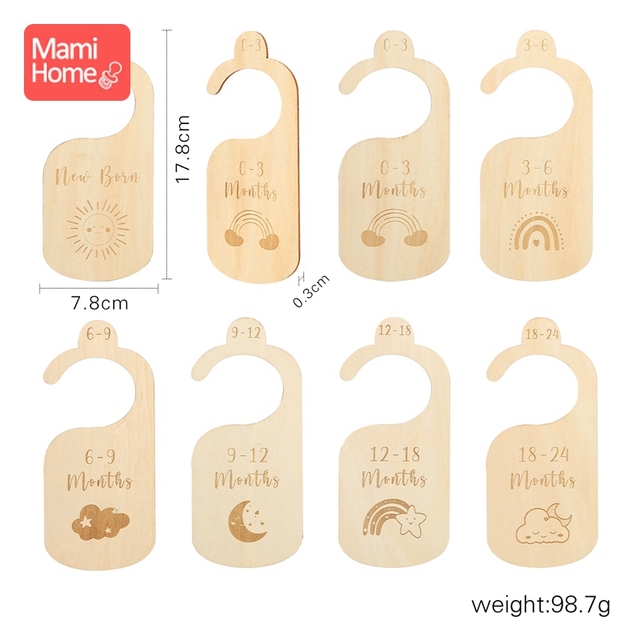 5pcs/7pcs Wooden Baby Wardrobe Clothes Dividers Organizers Newborn Growth Anniversary for Newborn to Toddler Girl Boy Baby Goods