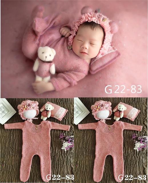 Newborn Photography Accessories, 0-1 Month, Boy and Girl Hat, Bodysuit, Photo Studio Outfits