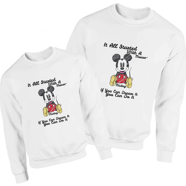 Simple Mickey Family Style Sweatshirt Cool Modern Harajuku Sweatshirt Harajuku Mom and Daughter Pullover Lovely Clothes Hoodie