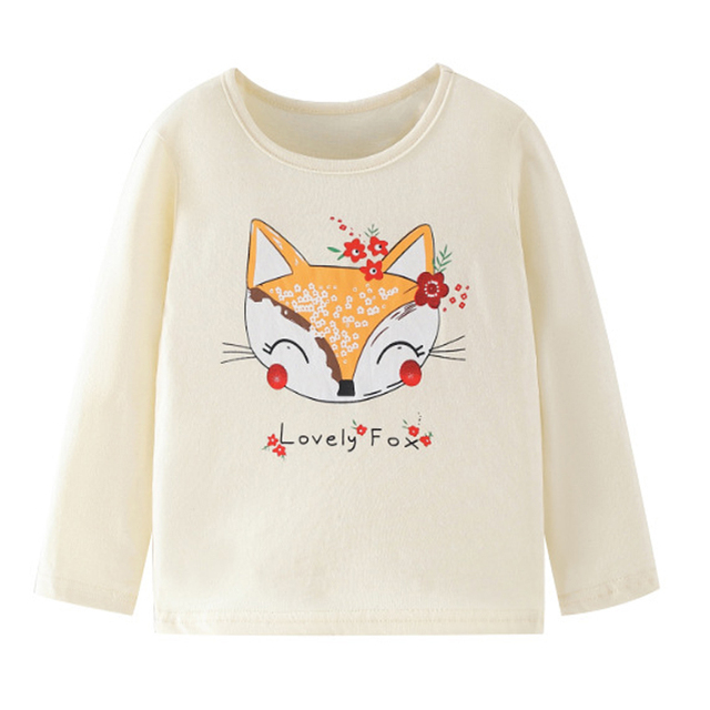 Little maven baby girls T-shirt long sleeve cotton soft autumn clothes lovely flower and fox for baby girls kids 2 to 7 years