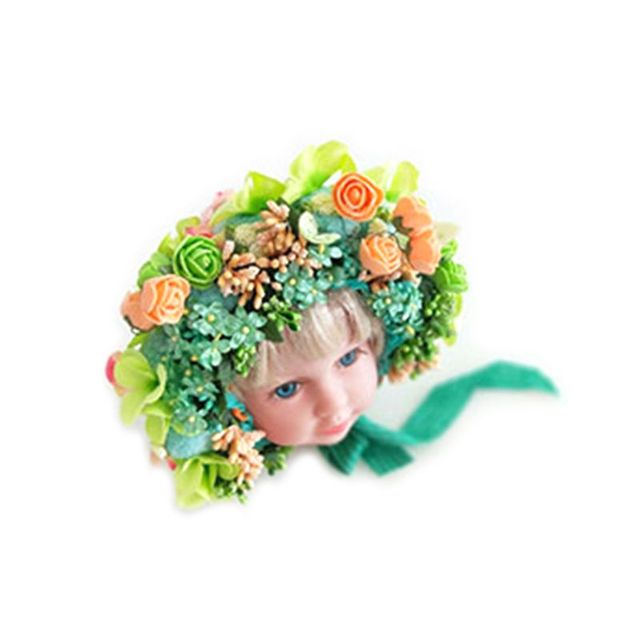 Newborn Photography Props Baby Handmade Flowers Colorful Bonnet Hat Infant Studio Shooting Photo Props Posing Accessories