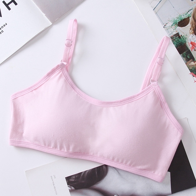 12-18Y Cotton Girls Bra Teenage Underwear Kids Sports Bra Adjustable Bra with Chest Pad Kids Seamless Bralette Puberty Clothes