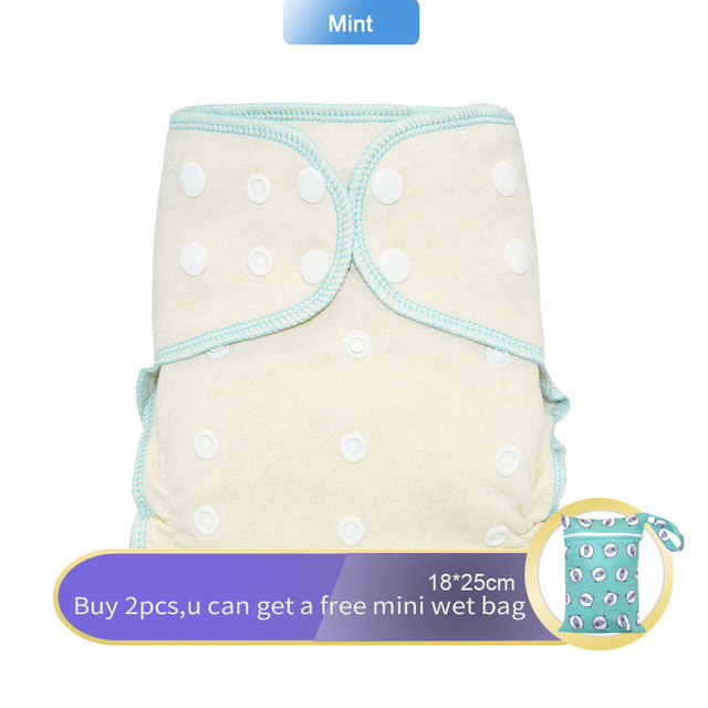 EezKoala 2 Pieces Eco Friendly OS Hemp Fitted Cloth Diapers, AIO All Diaper with Snap Insert, High Absorbency, Fits Baby 5-15kgs