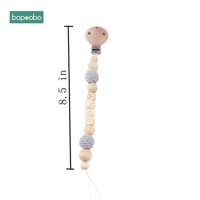 Baby Wooden Toy Stroller Clip Baby Mobile Stroller Customized Silicone Pill Pacifier Chain Chew Silicone Rattle Baby Wooden Teether