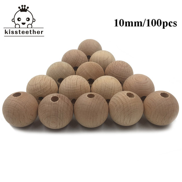 100pcs Wooden Chew Teether 10-20mm Round Beads Ecofriendly Unfinished Beech Beads DIY Craft Jewelry Accessories