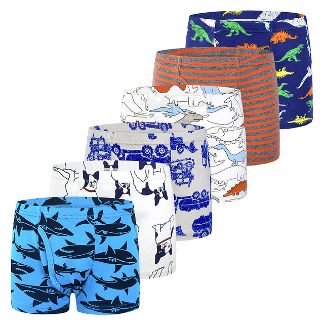 6-Pack Shorts Boys Underwear Kids Boxer Panties For 2-10 Years Soft Organic Cotton Teenager Children Shorts Baby Underwear