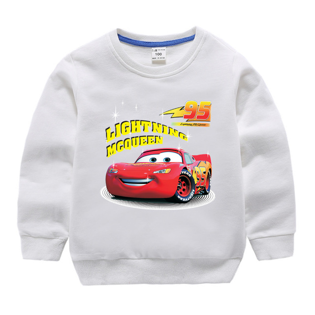 Autumn Children Girls Clothes Cartoon Lightning McQueen Cars Printed Long Sleeve Sweatshirt Casual Teenagers Boys Tops