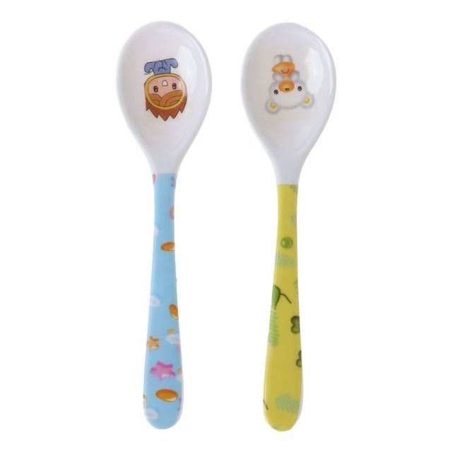 1pc Baby Spoon Straight Head Feeding Training Cutlery Flatware Tableware Infant Children Kids Safe Feeder Learning Supplies