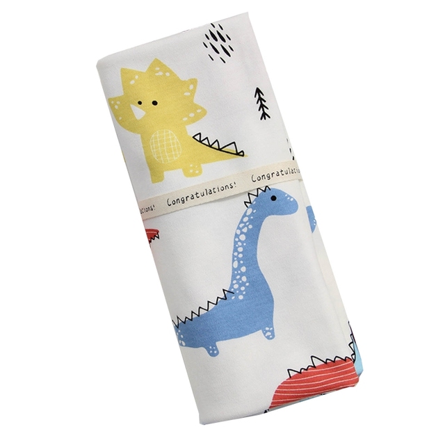 Soft Cotton Muslin Baby Receiving Blanket Infant Cartoon Printed Swaddle Wrap