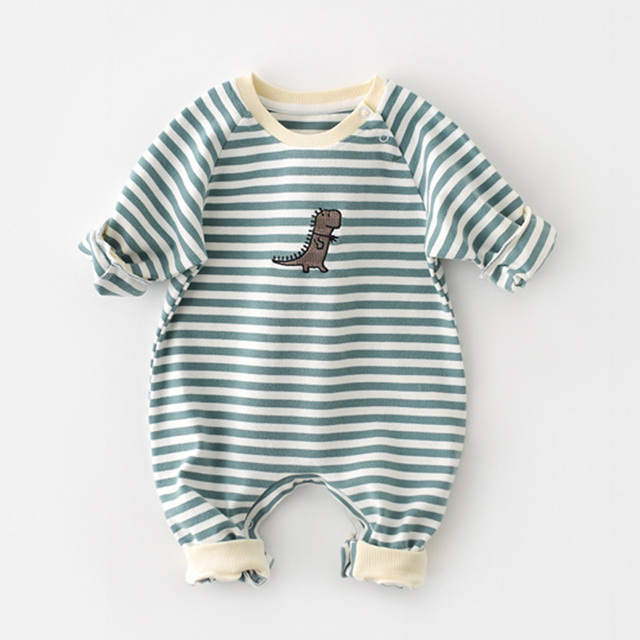 Baby Boys Long Sleeve Spring 2022 Clothes Newborn Baby Romper Striped Bodysuit 3-18 Months Baby Clothes