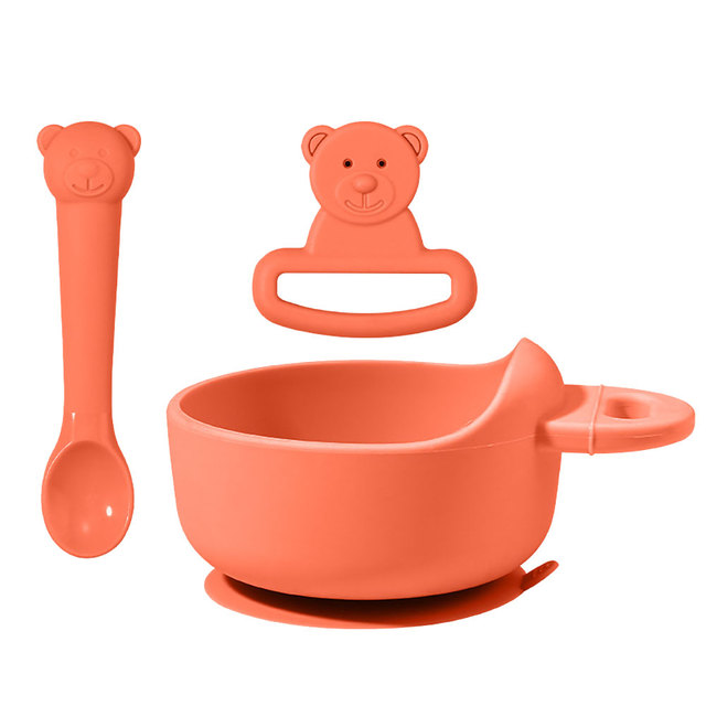 3pcs/set Silicone Baby Feeding Bowl Tableware Kids Waterproof Suction Bowl With Spoon Children Dishes Kitchen Baby Stuff