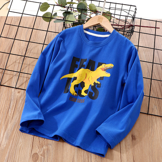 New children's autumn male cartoon dinosaur long-sleeved T-shirt kids boys clothes