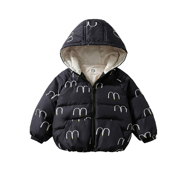 2021 Winter Children Hooded Coat Warm Outerwear Simple Fashion Windbreaker Jacket Fashion Kids Outerwear