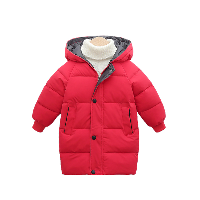 Toddlers Winter Cotton Padded Coat Long Warm Thicken Cotton Padded Long Jacket Toddler Kids Outerwear