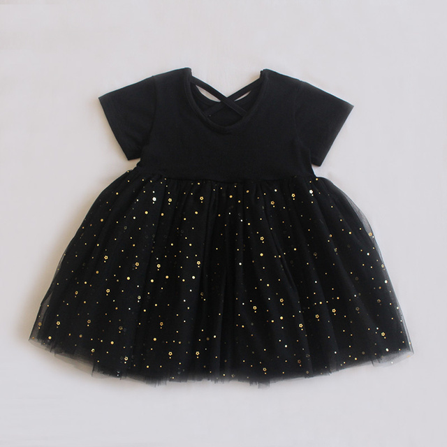 Newborn Summer Clothes Baby Girl Glitter Dress Korean Short Sleeve Cotton Toddler Dress Baby Girl Princess Dresses Tutu