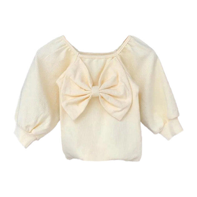 Spring Autumn Kids Girl T-shirt Children Girls Bow Casual Top Sweet Baby Clothes Toddler Long Sleeve Fashion Top