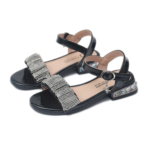 Summer 2022 Fashion Student Girls Sandals New Rhinestone Embroidery Princess Sandals Beach Shoes Wholesale A1223