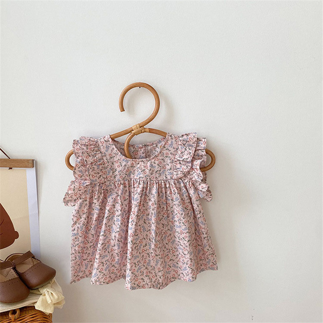 Korean Floral Children Dresses For 0-3Y Summer Cotton Girl Dress Toddler Sweet Princess Dress Toddler Baby Girl Clothes