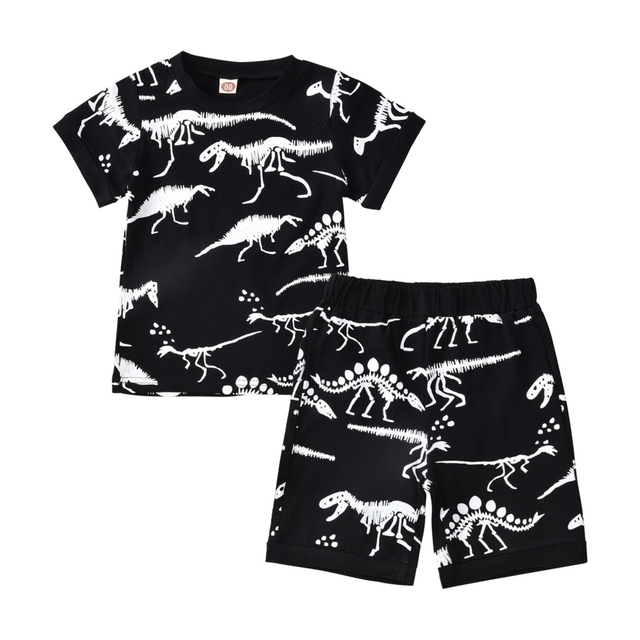 Etosale Children's Clothing 2pcs/set Cute Cartoon Boys Clothes Set Boys Dinosaur Short Sleeve Shorts Set Casaul Suit 1-6 Years