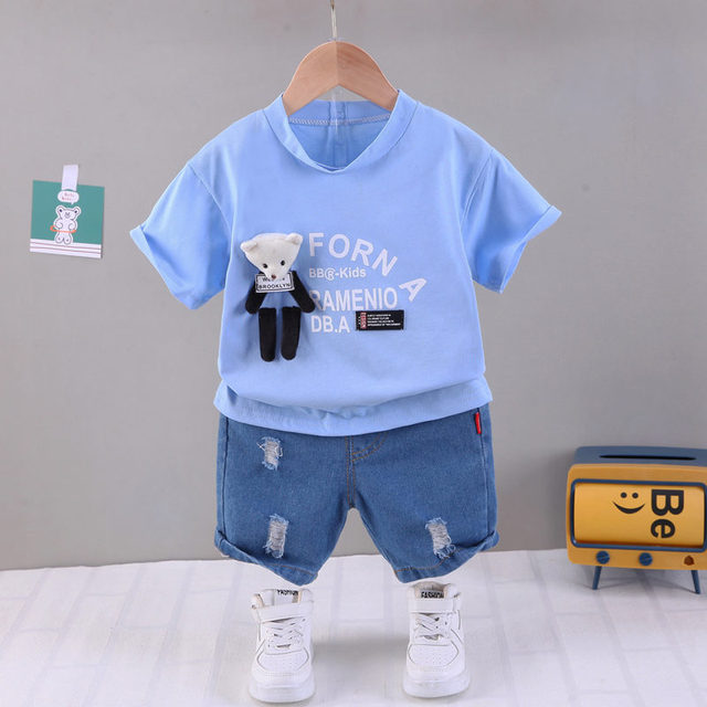 Summer Children Boys Girl Clothes Kids Cartoon T-shirt Shorts 2pcs/sets Toddler Leisure Suits Baby Cotton Tracksuit 0-5 Years