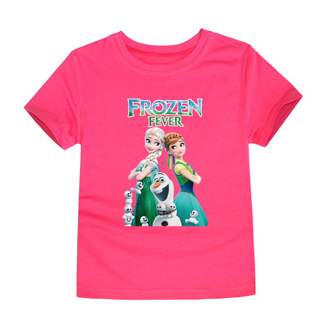 Disney Girls Frozen T-shirt Anna and Elsa Sister Cartoon Tops Teenagers Girls Tees Summer Children Clothes Disney T-shirt for Boys