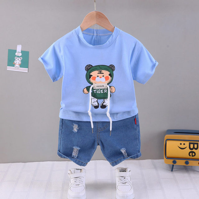 Summer Baby Boys Girls Cotton Clothes Cartoon Crop Tops 2pcs/set O-Neck Baby Clothes Set Toddler Tracksuit