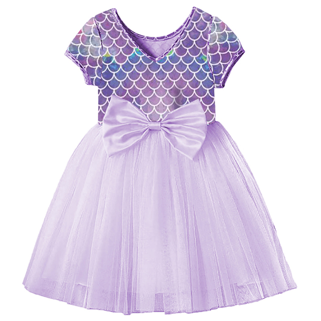 DXTON New Girls Dresses Summer Bow Tutu Princess Dress for Kids V-neck Wedding Party Girls Costumes Elegant Girls Dress 3-8y