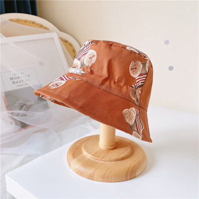 MILANCEL 2021 autumn new children's hats Korean cartoon bear fisherman hat children's thin