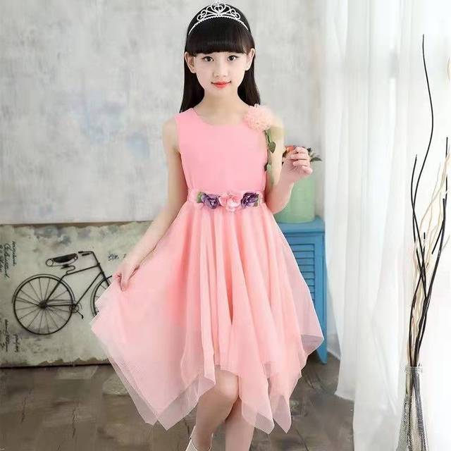 2022 Summer Children's Chiffon Dresses High Quality Lace Princess Dress Children Evening Wear Baby Girl Dress 4 6 8 9 10 12 Years