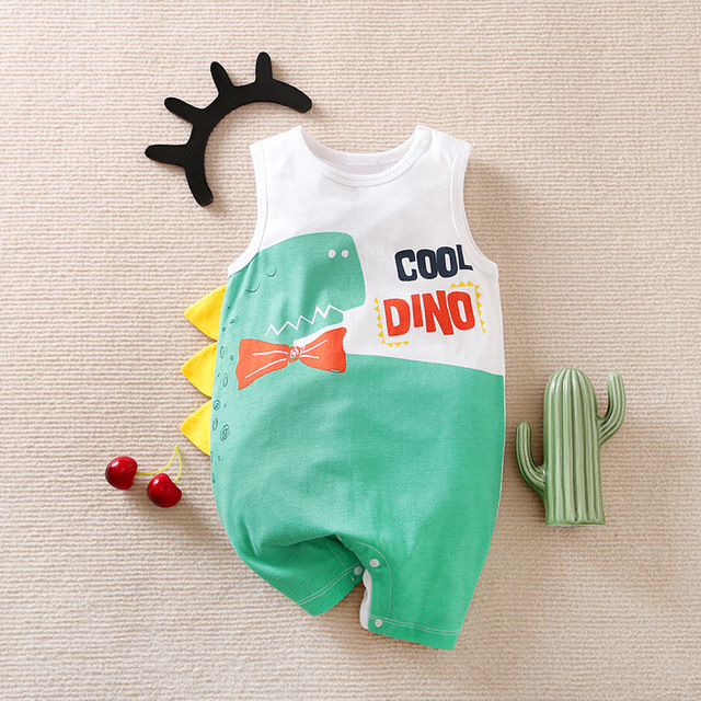 jumpsuit for boy baby girl summer sleeveless vest one piece newborn baby cartoon crawling suit new cartoon dinosaur cotton clothes